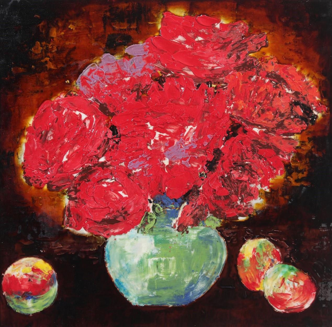 <h2>静物</h2><p>作者：宁钢</p><p>创作年代：2024年</p><p>规格：60cm×60cm</p><p>品类：洛阳三彩瓷板</p>